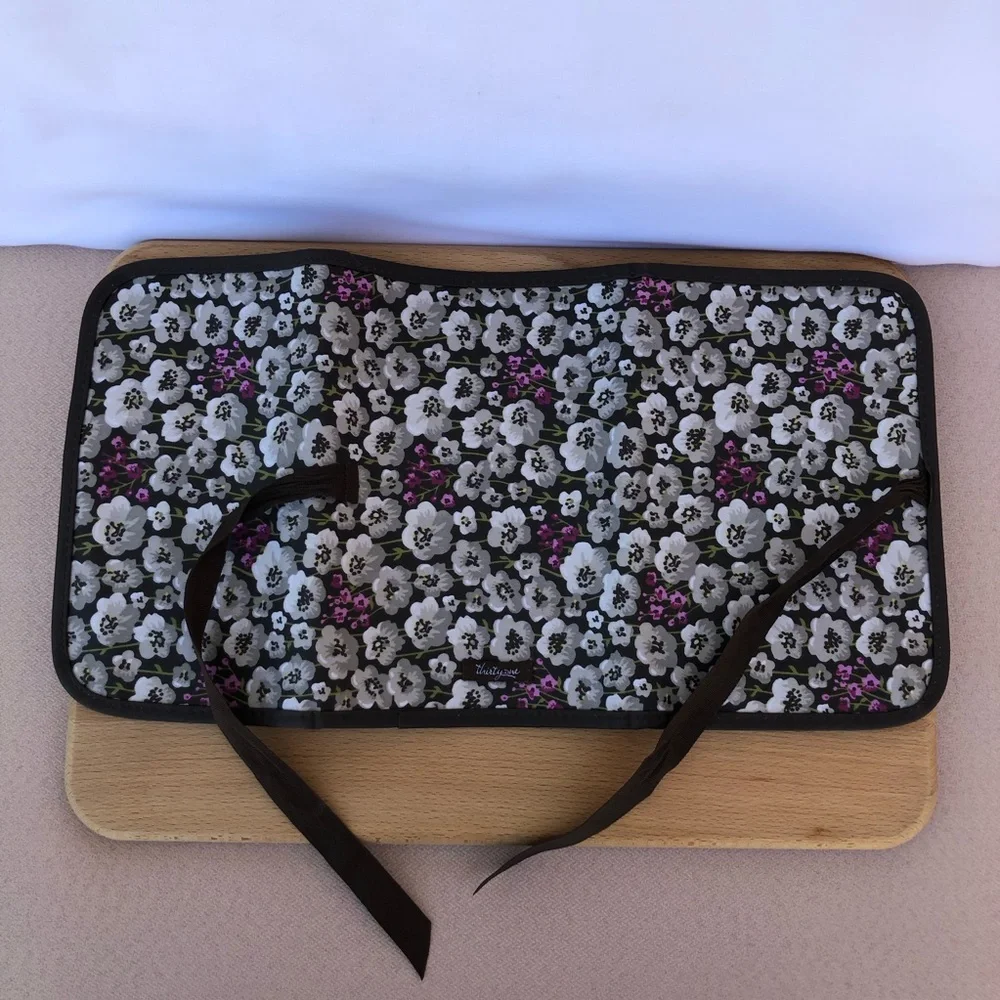 Thirty One Nylon Brown Pink Floral Foldable Organizer‎ Cottagecore Chic